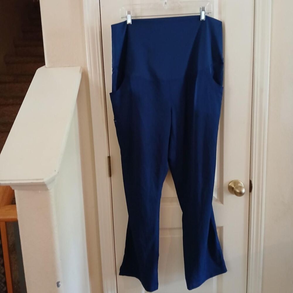 Healing Hands HH Works Rose Navy Maternity Cargo Flare Scrub Pants Size L Nurse